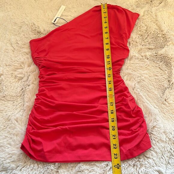 Susana Monaco One Arm Gather Top in Watermelon Size S - Picture 3 of 7